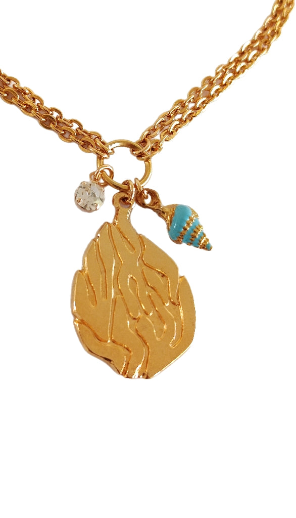 Collier Aesh Shéli Doré - Double Chaînes Dorées et charms