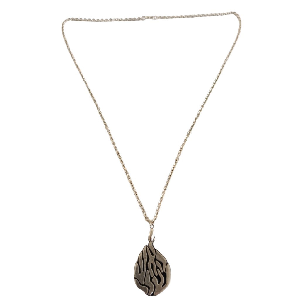 Collier Aesh Shéli Argent sur fond noir petit modèle sur chaîne argent