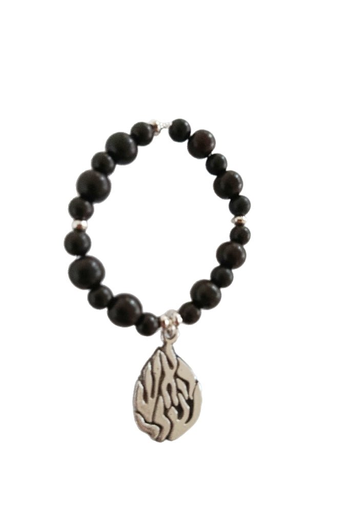 Bracelet Aesh Shéli Argent Perles Ébène Noir