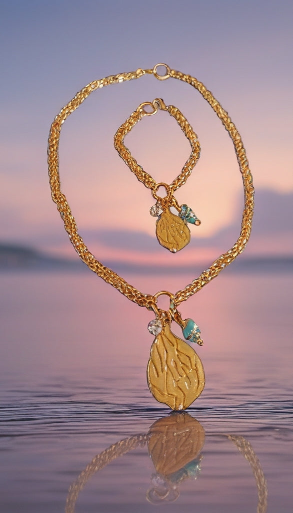 Bracelet Aesh Shéli Doré - Doubles Chaines et Charms