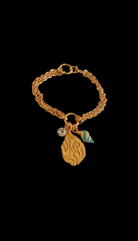 Bracelet Aesh Shéli Doré - Doubles Chaines et Charms