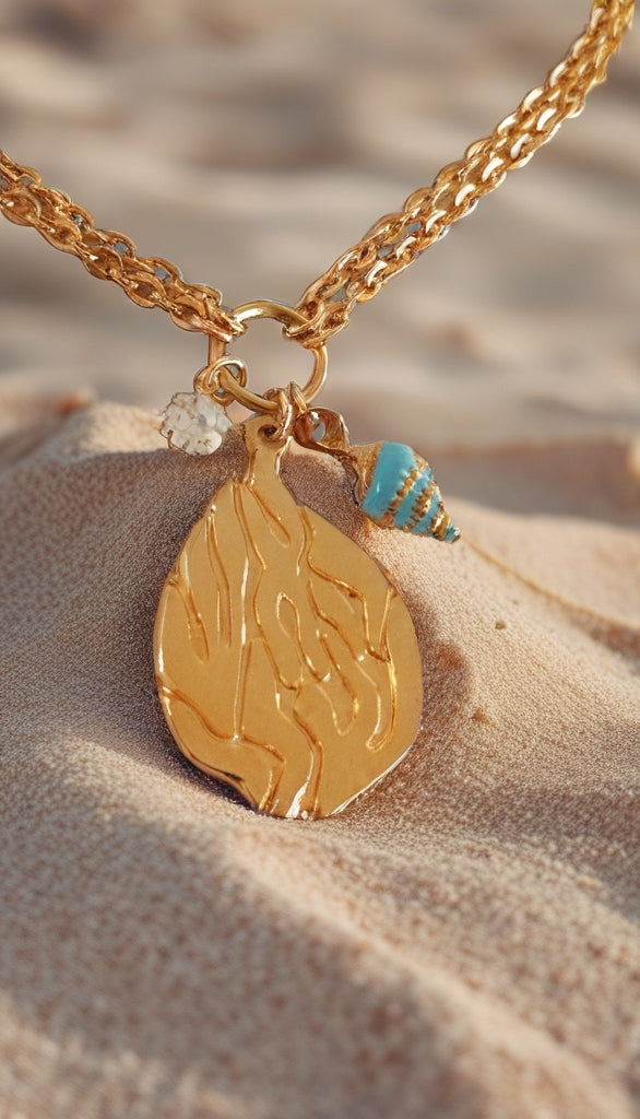 Collier Aesh Shéli Doré - Double Chaînes Dorées et charms