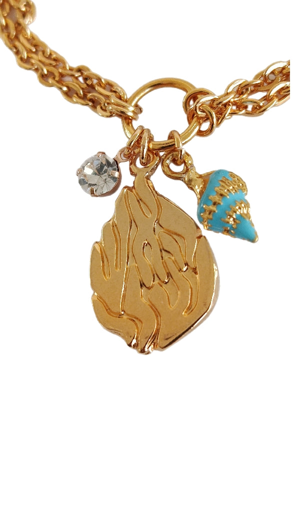 Bracelet Aesh Shéli Doré - Doubles Chaines et Charms