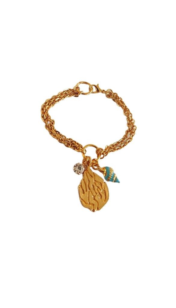 Bracelet Aesh Shéli Doré - Doubles Chaines et Charms